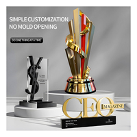 Trophée Professionnel en Alliage de Zinc et d'Aluminium, Moulage 3D sur Mesure, Design Original, Cristal, Grande Coupe d'Or, Logo Thème, Médaille et Plaque