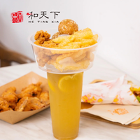 165mm-650ml clair blanc noir de qualité alimentaire PP Snack Bowl Boisson et Snack Container avec couvercle pour Street Food Plastic Material