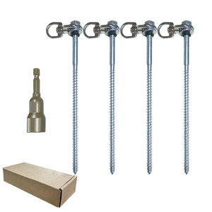 Stainless Steel Tent Pegs 13 In Screw Type Outdoor <b>Camping</b> All Seasons Use With Cardboard <b>Box</b> And Wrench - Product Image 1