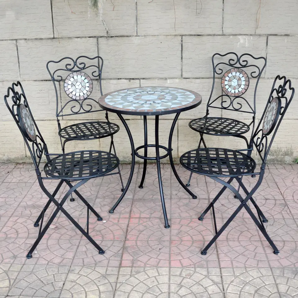 Керамическая плитка для сада, бистро, уличный круглый мозаичный стол