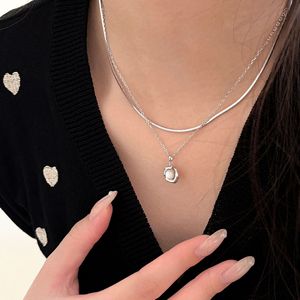 Collar de Plata de Ley S925 con Piedra Lunar y Engaste de Bisel para Uso Diario - Product Image 2