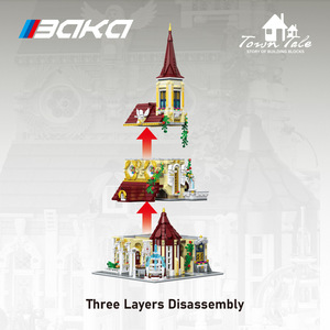 Baka 33203 Rose Red Monastery <b>Building</b> <b>Blocks</b> Educational Toy Model For Girls And Teens Architecture DIY Assembly - Product Image 4