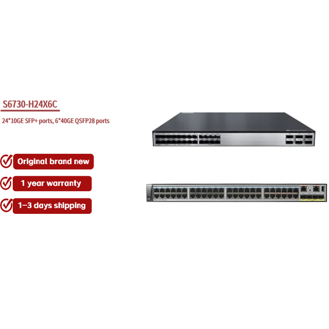 Huaweii S6730-H24X6C Gigabit Ethernet Network Switch 24*10GE SFP+ Stackable 2.56T/25.6T Capacity in Stock