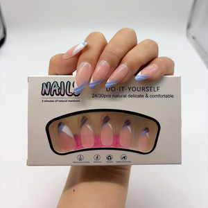 Lot de 24 faux ongles en acrylique à presser, style français romantique, pour rendez-vous et soirées - Product Image 6