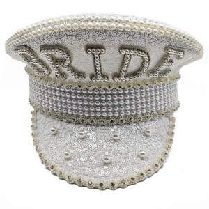 Manwu femmes paillettes mariée sergent mariée poule Festival anniversaire marin fête casquette pour Bachelorette événements en plein air - Product Image 4