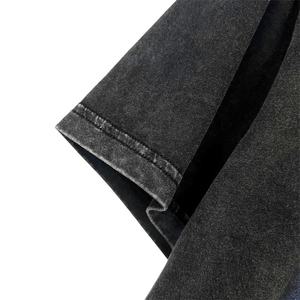 T-shirt con lavaggio in acido di cotone di alta qualità stile retrò con lavaggio minerale t-shirt Vintage rilassata pesante da uomo - Product Image 5