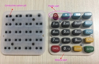 Desain manufaktur pabrik keypad silikon keypad karet tahan air P + R dengan tutup kunci plastik untuk mesin POS