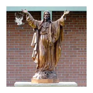 Outdoor Bronze Christian Religious Divine Mercy Bronze Sculpture Life Size Bronze Christ Meditating Jesus Statues