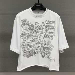 Camisetas recortadas de gran tamaño para hombre con estampado gráfico personalizado al por mayor, camiseta boxy con pedrería y hombros caídos de algodón pesado de 220gsm - Product Image 6