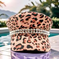 Gorra Newsboy con Estampado de Leopardo y Tachuelas, Estilo Y2K, para Fiestas y Conciertos, para Chicas, Venta al Por Mayor