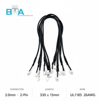 Câble plaqué étain 2,0 mm de pas, 2 broches vers 2 broches, faisceau de câbles UL1185 26AWG pour connexion d'alimentation interne des appareils