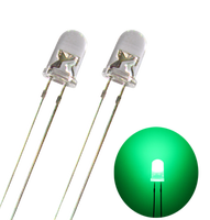 5.0x8.7mm Sudut Pandang 15 Derajat Bercahaya Tinggi 0.06W Dioda LED 7 Warna Hijau Bulat Lensa 2-Pin DIP Umur Pakai 50000 Jam 20mA