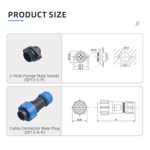 SP13 IP68 Waterdichte SP-serie Circulaire Kabelconnector <span class=keywords><strong>2</strong></span> <span class=keywords><strong>3</strong></span> 4 5 6 7 9-pins Mannelijke Vrouwelijke Elektrische Luchtvaartstekker voor Stroom - Product Image 3