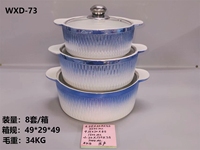 Ensemble de marmites à soupe en céramique plaquée colorée de luxe avec couvercle en verre et double anse gravée