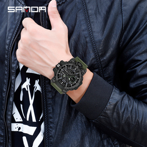Montre électronique à quartz sportive de style créatif Sanda Manufacturer, montre numérique personnalisée à la mode noire/dorée pour hommes - Product Image 6