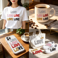 Patch autocollant en strass LOVE, lettres thermocollantes en cristal pour vêtements, chaussures, sacs, décoration DIY