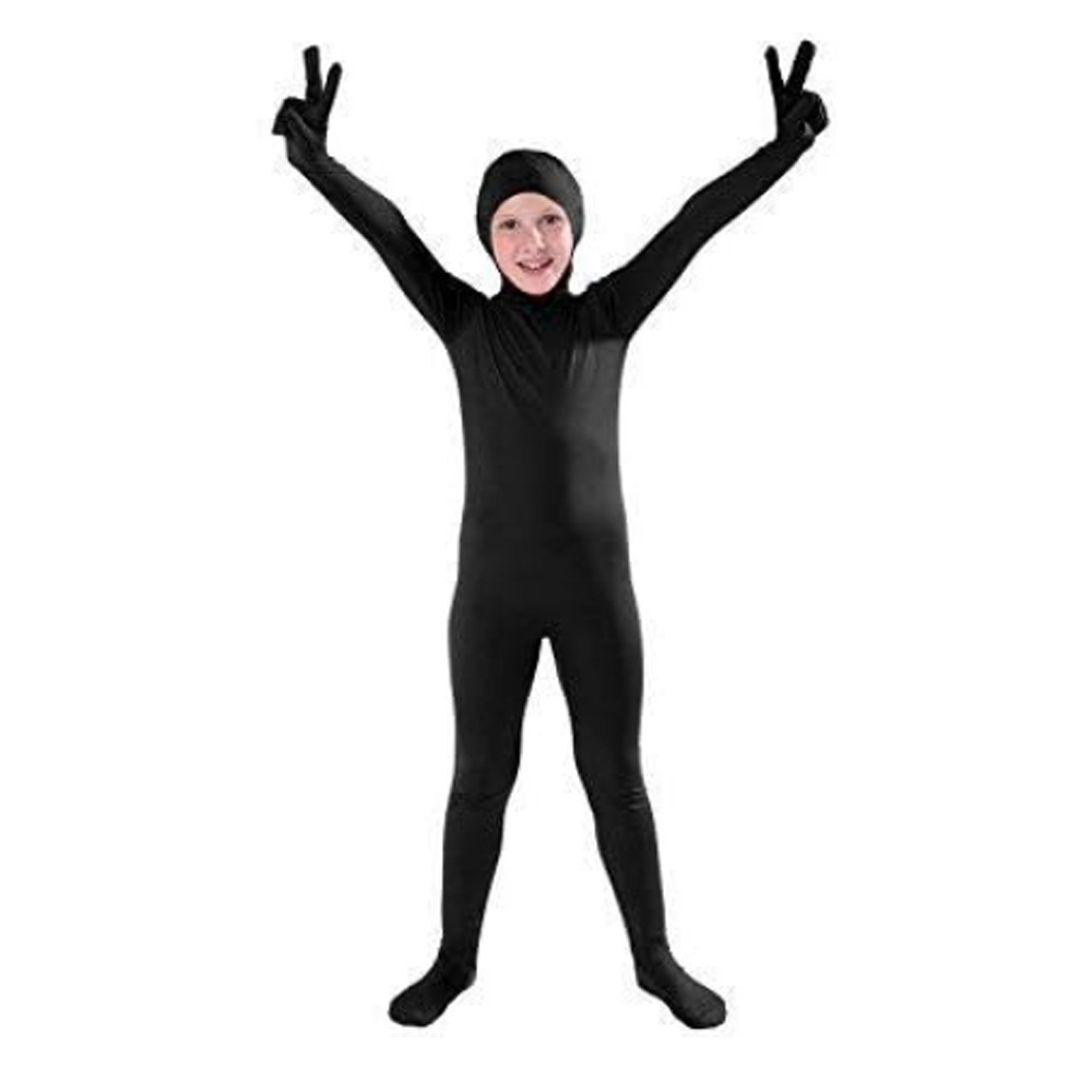 Full-coverage, face-revealing, black children's clothing