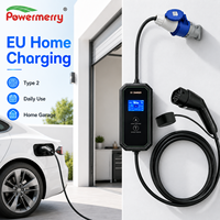 Nouveau chargeur EV portable de type 2 7 kW 32A 230V AC IP67, courant réglable, connecteur personnalisé, utilisation domestique européenne, Powermerry