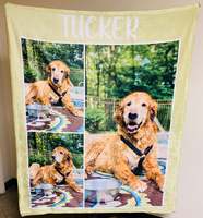 Couvertures en flanelle à sublimation avec logo personnalisé, en molleton corail, doux, en peluche, pour photo d'animaux, DIY