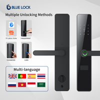 Serrure de porte intelligente Bluelock Tuya à empreinte digitale pour bois/aluminium, recharge d'urgence, garantie 2 ans, contrôle via l'application TTLock