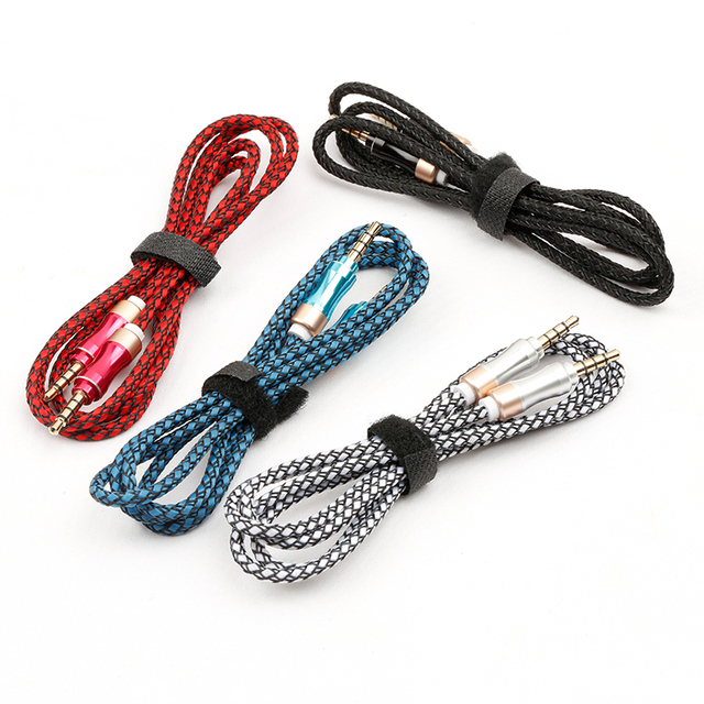 1m Nylon 3.5mm Male to Male Aux Audio Cable 4 Pole Nylon Braided Audio Cable for Speakers/Phones/Headphones/PC/MP3/MP4/Car