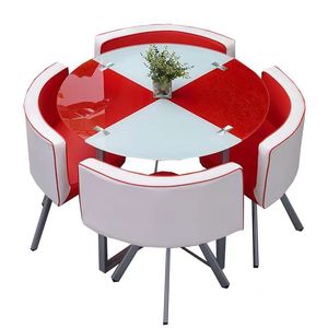 Licht Luxe Gehard Glas Om Te Onderhandelen Over Een Kleine Ronde Tafel Combinatie Van Zakelijke Receptie Gasttafels En Stoelen
