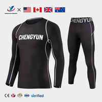 Vêtements de sport personnalisés OEM, vêtements d'entraînement, t-shirts de compression, costume pour hommes, ensemble de compression 2 pièces, couche de base thermique