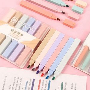 Lot de surligneurs promotionnels OEM personnalisés, mignons, 6 couleurs pastel Morandi multicolores, à pointe oblique, non effaçables - Product Image 2