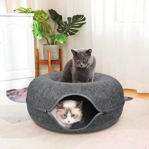 하이 퀄리티 실내 고양이 침대 애완 동물 고양이 동굴 접이식 숨겨진 터널 침대 스크래치 방지 도넛 고양이 침대 - Product Image 3