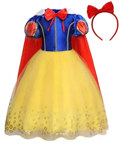 新款白雪公主角色扮演连衣裙，红色头带公主白雪公主女孩服装