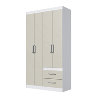 Armoire moderne Decibel DB-RP3420 BC ESSENTIAL 4 portes 2 tiroirs Meuble de chambre à coucher en aggloméré Blanc/Cristalo