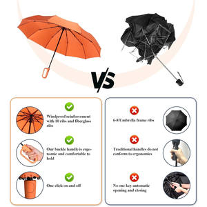 Parapluie Portable Compact à 8 côtes à fermeture automatique pour hommes femmes <span class=keywords><strong>roman</strong></span> mousqueton poignée coupe-vent petit parapluie pliant - Product Image 2
