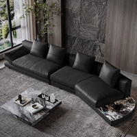 Canapé 3 places Yifan italien de style Bauhaus moderne Chesterfield réglable en cuir véritable noir de luxe pour salon et bureau