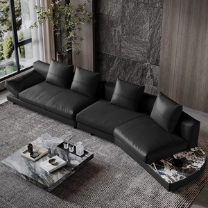 <span class=keywords><strong>Canapé</strong></span> <span class=keywords><strong>3</strong></span> <span class=keywords><strong>places</strong></span> Yifan italien de style Bauhaus moderne Chesterfield réglable en cuir véritable noir de luxe pour salon et bureau - Product Image 3