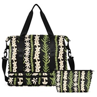 Set Koper Perjalanan 2 Buah Hawaii Lei Design Custom Weekender, Tas Duffel Perjalanan Besar, Tas Semalam Wanita dengan Kompartemen Sepatu