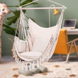 Hanging <b>Hammock</b> Chair with Cushions, Portable Swing Chair with Hardware Kits, for Indoor & Outdoor, Bedroom, Patio, Max 440 LBS - Product Image 5