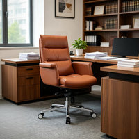 Chaise de bureau de direction ergonomique moderne en cuir PU, pivotante et réglable, pour le travail et l'école