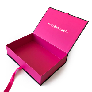 Custom Logo Magnetic Hair Packaging Box Wholesale Luxury Purple Pink Rigid Cardboard Boxes With Ribbon Closure