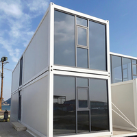 Maison conteneur préfabriquée détachable 20ft 40ft, design moderne de luxe, mur-rideau en verre noir, villa/appartement en acier respirant