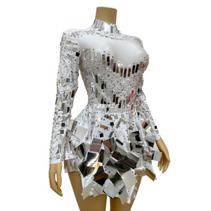 Body Elasticizzato con Cristalli a Specchio, Romantico e Naturale, Abito da Donna Senza Maniche, Costume da Drag <span class=keywords><strong>Queen</strong></span> per Festival Rave Notturni - Product Image 2