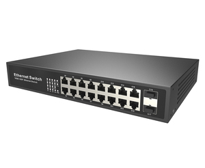 กล้องวงจรปิดแบบ IP 16*100/1000M พอร์ต RJ45 + 2*1000M พอร์ตออปติคอล SFP สล็อตสวิตช์อีเธอร์เน็ตเพื่อความปลอดภัย - Product Image 1