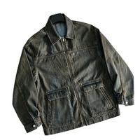 Veste d'hiver décontractée pour homme en toile de coton, style vintage délavé, coupe cargo, col rabattable, fermeture éclair intégrale, coupe ample, écologique, avec logo personnalisé