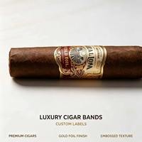 Étiquettes personnalisées de haute qualité pour bagues de cigares, dorure à chaud, gaufrage, revêtement UV, découpe, autocollants d'emballage pour bandes de cigares