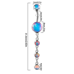 Getta Fashion Dangle Anillos de ombligo de acero inoxidable Mujeres Gemas dobles Anillos de ombligo de acero quirúrgico - Product Image 3