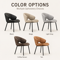 Fauteuil de salle à manger ergonomique moderne avec dossier enveloppant matelassé et pieds en métal noir pour hôtel et restaurant