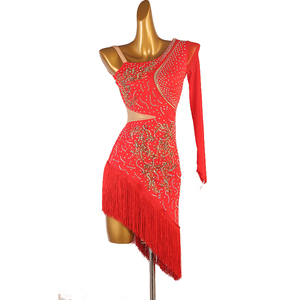 Vestido de Baile de Salón para Mujer, Estilo Ritmo Latino, 100% Poliéster, para Actuaciones y Competiciones, Profesional, Rumba, <span class=keywords><strong>Cha</strong></span> <span class=keywords><strong>Cha</strong></span> Chá - Product Image 3