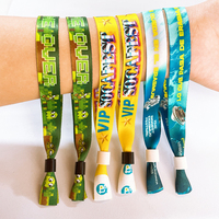 Bracelet en polyester jetable, écologique, imperméable, tissé, à usage unique, avec impression de logo personnalisé et fermoir à glissière.