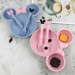 Ensemble de vaisselle pour bébé en paille de blé écologique, 3 pièces, avec motif de dessin animé, dans une boîte, pour cadeau de maternelle - Product Image 5