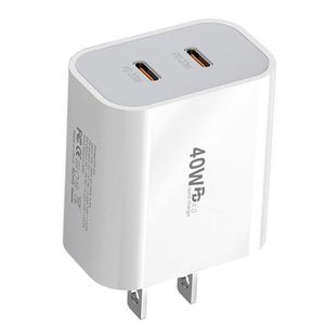 US EU <b>Plug</b> Dual USB Type C <b>Adapter</b> PD 40W Fast Charging Wall Cell Phone Power Charger for Phone 11 12 13 14 15 16 - Product Image 2