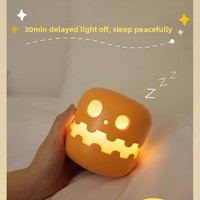 Veilleuse créative et amusante en forme de citrouille, cadeau d'Halloween, activée par la touche, rechargeable par USB, lumière douce, veilleuse de chevet à gradation progressive